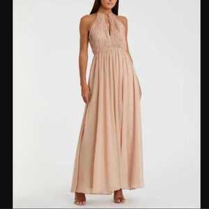 NWT Mac Duggal Chain Trim Keyhole Halter Neck A Line Gown